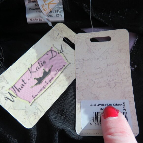 WHAT KATIE DID Betty Lavender Lace High Waisted Black Knickers 1950s Pinup NWT - Picture 12 of 13